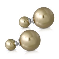 Edelstahl Ohrstecker - Perle - Doppel-Kugel - Gold -...