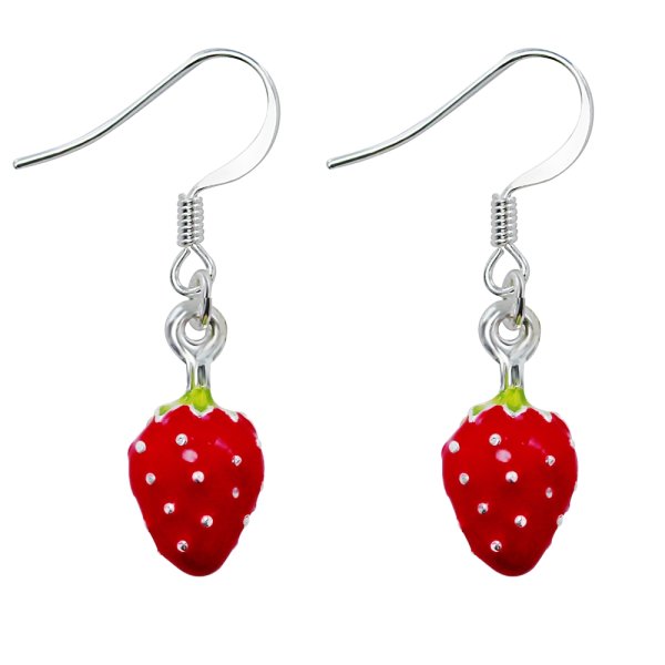 Ohrringe - Hänger - Silber - Erdbeeren