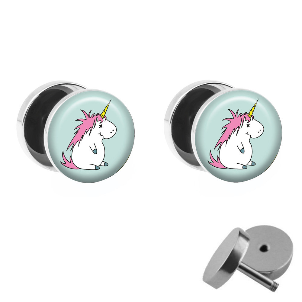 Fake Plug Ohrstecker Sternzeichen Jungfrau - 10mm Chirurgenstahl Silber