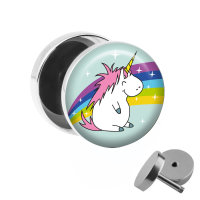 Motiv Fake Plug - Dickes Einhorn mit Regenbogen