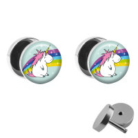 Motiv Fake Plug Set - Dickes Einhorn mit Regenbogen