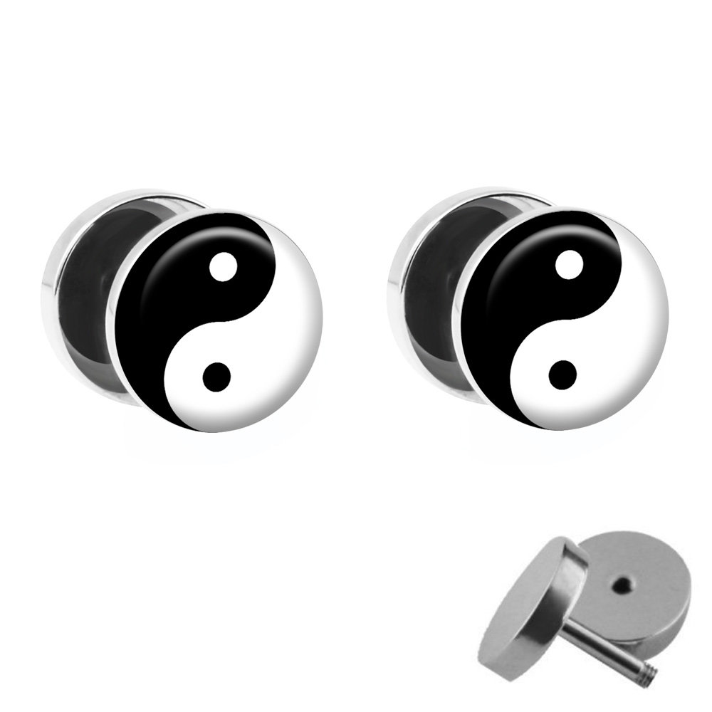 Fake Plug Piercing Ohrstecker Iron Cross Eisernes Kreuz Silber