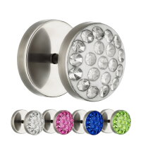 Piercing Fake Plug - Silber - Titan - Schutzschicht - Kristall