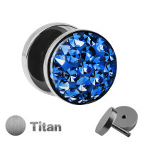 Piercing Fake Plug - Silber - Titan - Schutzschicht - Kristall