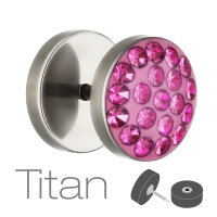 Piercing Fake Plug - Silber - Titan - Schutzschicht - Kristall