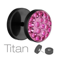 Piercing Fake Plug - Schwarz - Titan - Schutzschicht - Kristall