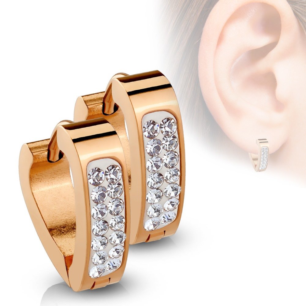 Edelstahl Creolen Mit Kristall - Geometrische Ohrringe Für Frauen