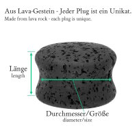 Lava Stein Ohr Plug | Flesh Tunnel Plug | Schwarz 10mm