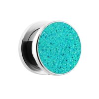 Ohr Plug - Silber - Glitter - Blau