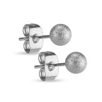 Edelstahl Ohrstecker - Kugel - Diamant - Silber