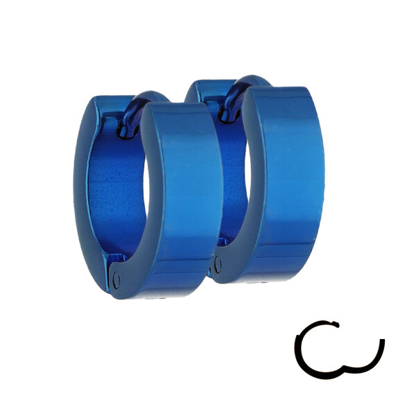 Edelstahl Creolen Ohrringe - Blau - 4mm