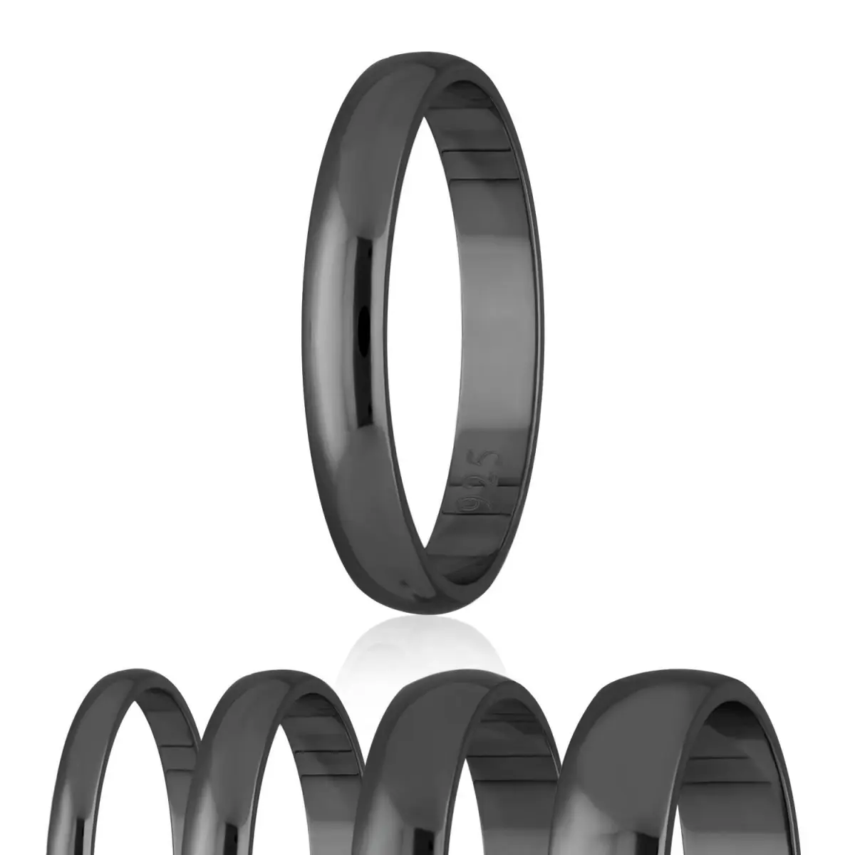 Ring - 925 Silber - Glänzend - 4 Breiten - Schwarz