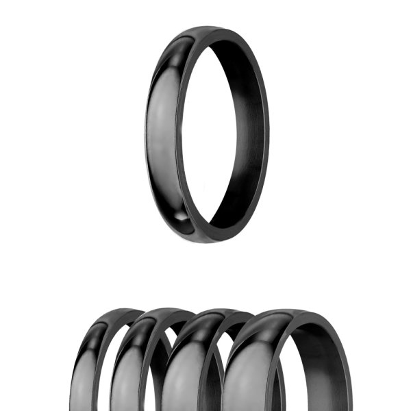 Ring - Edelstahl - 4 Breiten - Glänzend - Schwarz