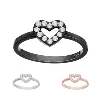 Ring - 925 Silber - Herz - Kristalle