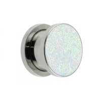 Ohr Plug - Silber - Glitter - Weiß