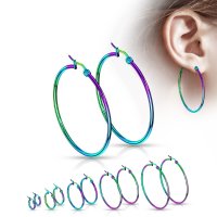 Steel Earrings - Hoops - Colorful - 14 Sizes