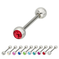 Piercing Stab - Stahl - Silber - 1 Kristall