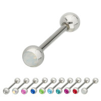 Piercing Stab - Stahl - Silber - 1 Kristall