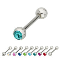 Piercing Stab - Stahl - Silber - 1 Kristall