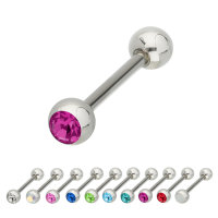 Piercing Stab - Stahl - Silber - 1 Kristall