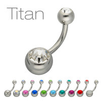 Piercing Banane - Titan - Silber - 2 Kristalle