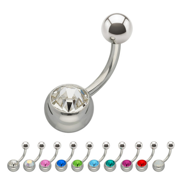 Piercing Banane - Stahl - Silber - Kristall