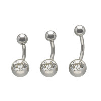 Piercing Banane - Stahl - Silber - Kristall