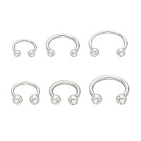 Piercing Hufeisen - Stahl - Silber - Kristalle