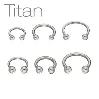 Piercing Hufeisen - Titan - Silber - Kristalle