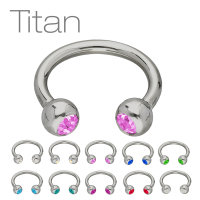 Piercing Hufeisen - Titan - Silber - Kristalle