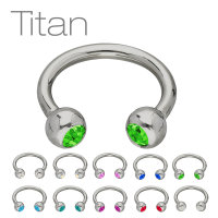 Piercing Hufeisen - Titan - Silber - Kristalle