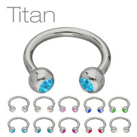 Piercing Hufeisen - Titan - Silber - Kristalle