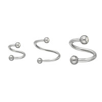 Piercing Spirale - Stahl - Silber - Kristalle