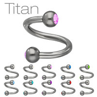 Piercing Spirale - Titan - Silber - Kristalle