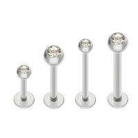 Piercing Labret - Stahl - Silber - Kristall