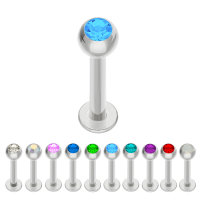 Piercing Labret - Stahl - Silber - Kristall