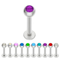 Piercing Labret - Stahl - Silber - Kristall