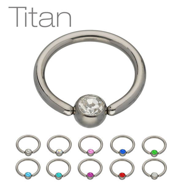 Piercing Klemmring - Titan - Silber - Kristall