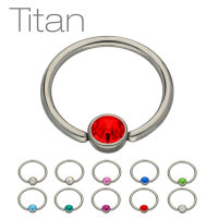 Piercing Klemmring - Titan - Silber - Flacher Kristall