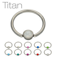Piercing Klemmring - Titan - Silber - Flacher Kristall
