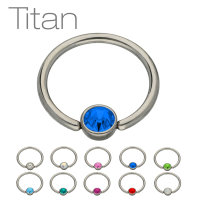 Piercing Klemmring - Titan - Silber - Flacher Kristall