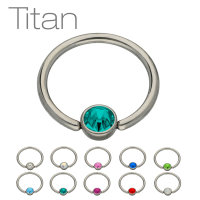 Piercing Klemmring - Titan - Silber - Flacher Kristall