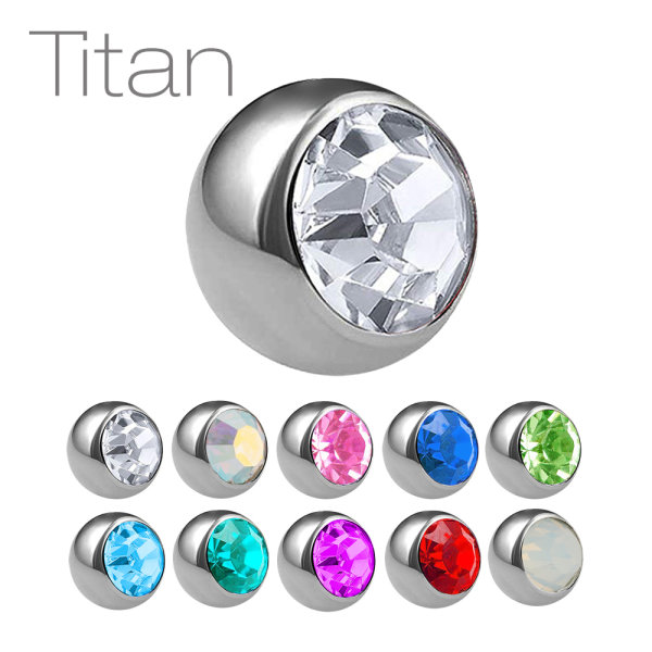 Piercing Kugel - Titan - Silber - Kristall