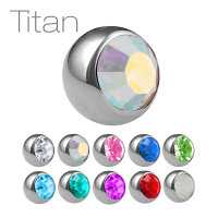 Piercing Kugel - Titan - Silber - Kristall