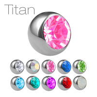 Piercing Kugel - Titan - Silber - Kristall