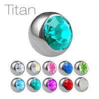Piercing Kugel - Titan - Silber - Kristall