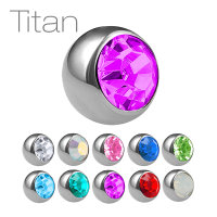 Piercing Kugel - Titan - Silber - Kristall