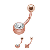 Piercing Banane - Stahl - Rosegold - Kristall