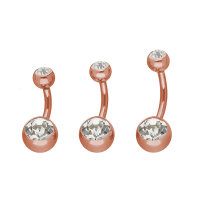 Piercing Banane - Stahl - Rosegold - 2 Kristalle