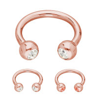 Piercing Hufeisen - Stahl - Rosegold - Kristalle